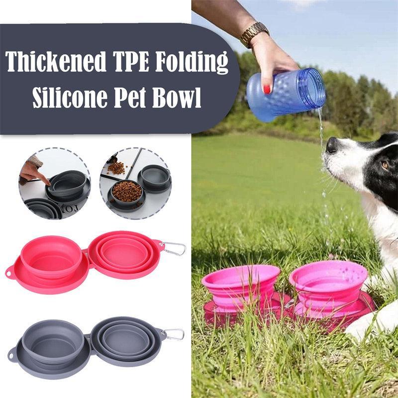 Double Collapsible Pet Feeding Bowl Set - Convenient And Portable Dog And Cat Bowls-1
